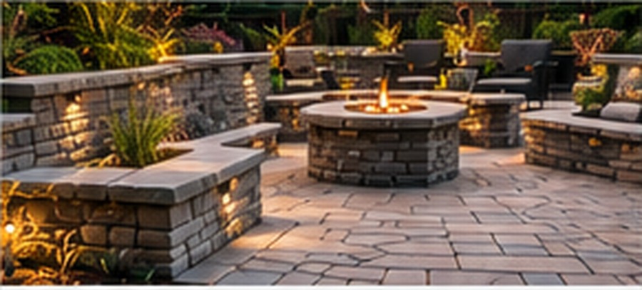 Hardscape patio and retaining wall